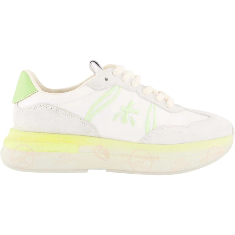 Premiata Low-Top-Sneaker Dames Cassie Sneaker Wit/Lime weiß