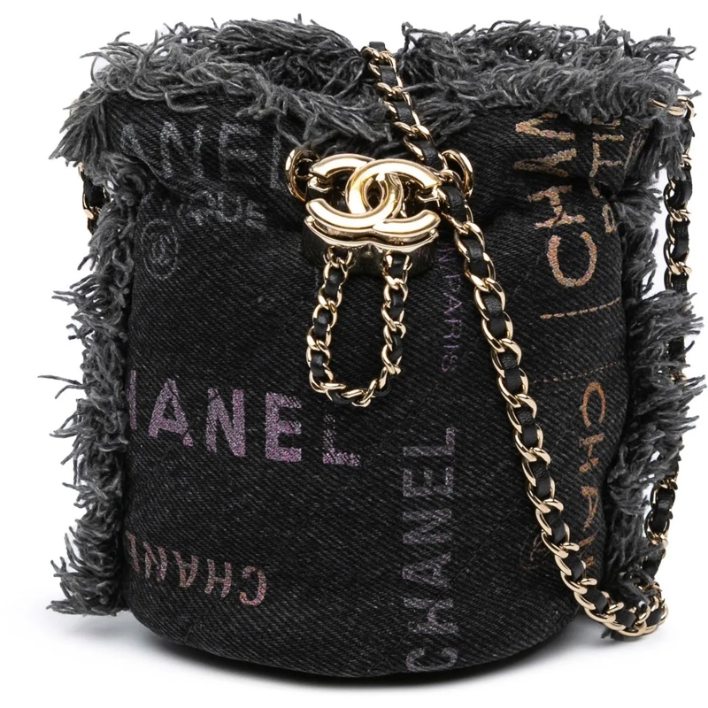 Chanel Fourre-tout Mini Denim Mood Bucket with Chain grau