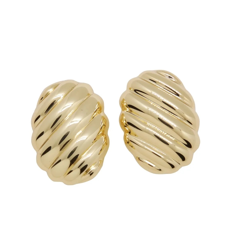 Anine Bing Ohrstecker Ribbed Oval Earrings With Polished Gold Finish Not Applicable