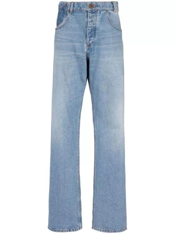 Balmain - Contrast-Pocket Wide-Leg Denim Jeans - Größe 32 - blue