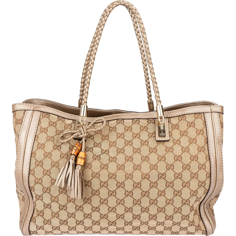 Gucci Schultertasche Gucci GG Monogram Bamboo Handbag braun