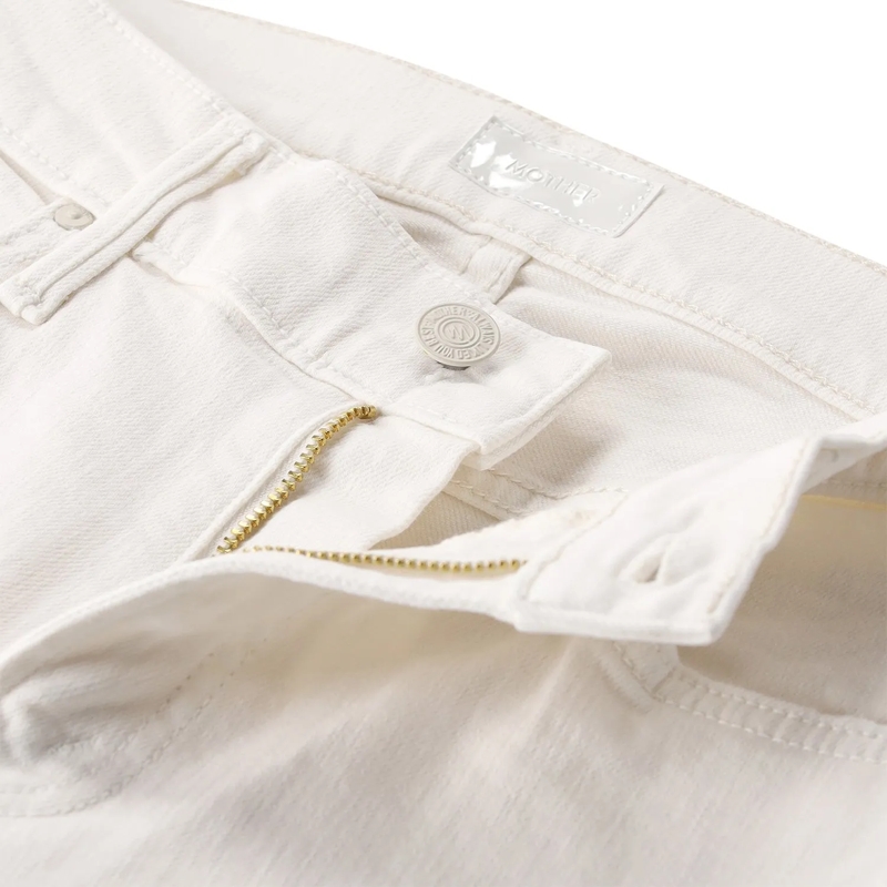 Mother Jeans Cream Puffs White Cotton Blend Flared Cropped Jean White(Image 5)