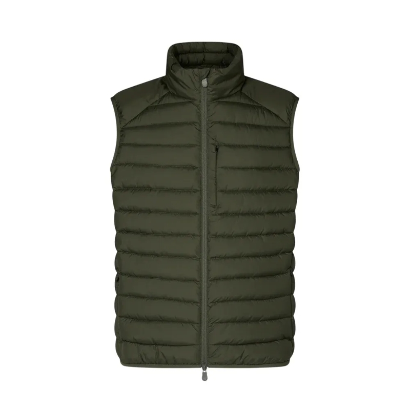 Save the Duck Doudoune Quilted Green Vest With Stand-Up Collar And Layeri Green
