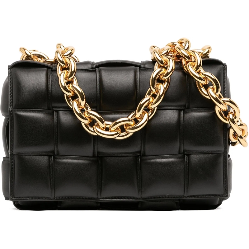 Bottega Veneta Sac à bandoulière Nappa Intrecciato Padded Chain Cassette Satchel schwarz