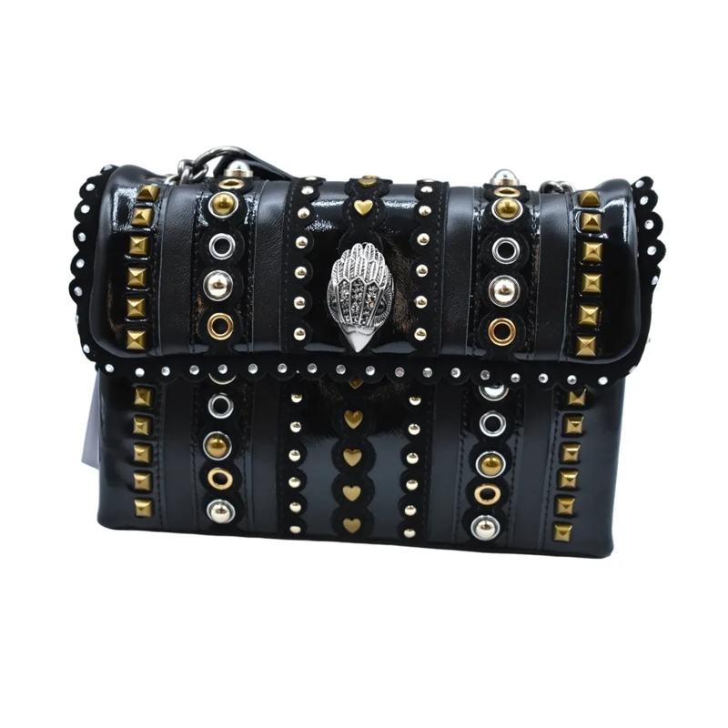 KURT GEIGER LONDON Schultertasche Statement Black Handbag With Edgy Gold Black