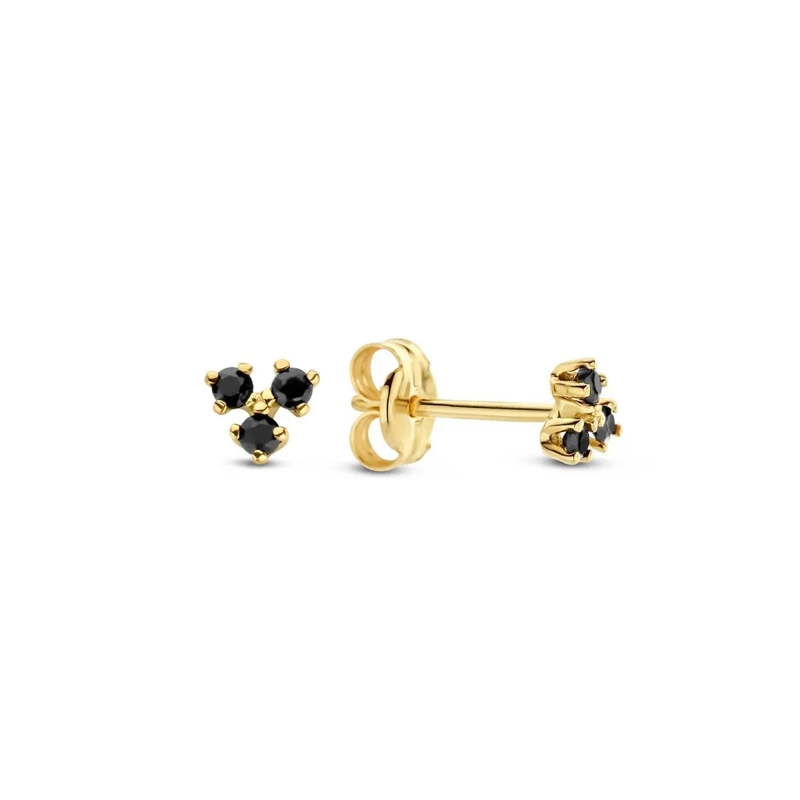 Jackie Gold Boucles d'oreilles Jackie Miro Triangle Onyx Studs Gold