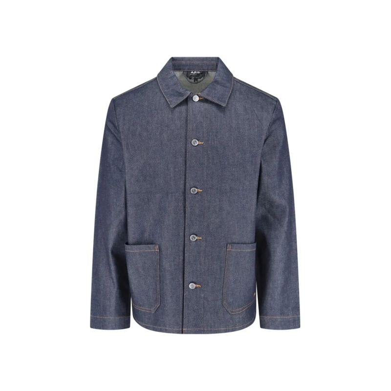 A.P.C. Spijkerjasje Classic Blue Denim Jacket With Curved Hem Blue