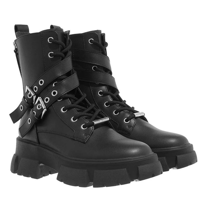 Steve Madden Biker Boots Traction Black Action Leather