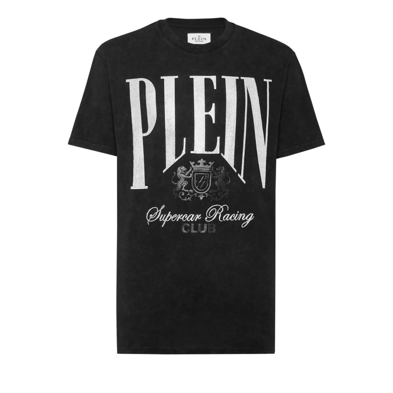 Philipp Plein T-Shirt T-Shirt Racing Mit Schmucksteinen schwarz