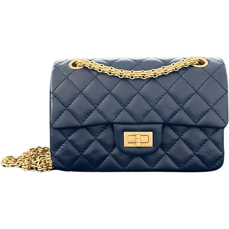 Chanel Schultertasche Chanel 2.55 Mini Bag calfskin in vintage look dark blau