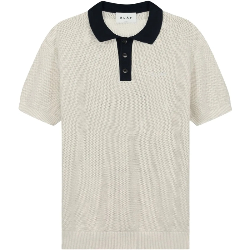 ØLÅF Polo olaf Varsity Polo Knit Ss Polos Off White M200704 weiß