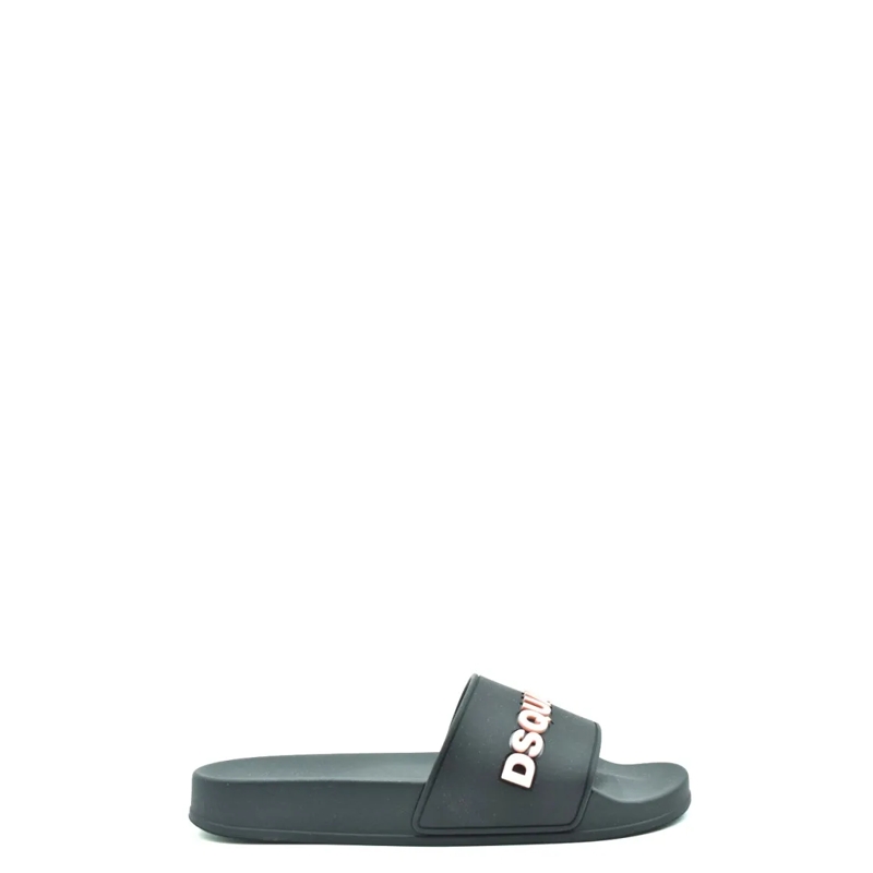 Dsquared2 Sandalen Contemporary Black Slides With Contrasting Raised  Grey
