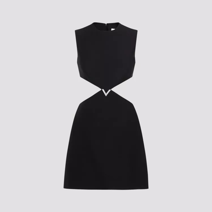 Valentino Black Virgin Wool Mini Dress Black