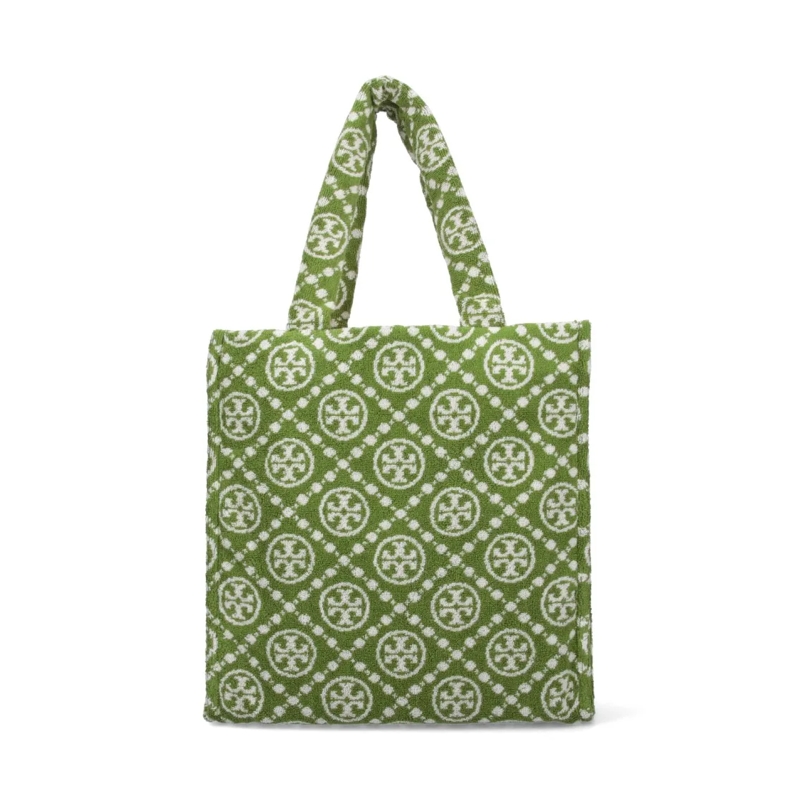 Tory Burch Fourre-tout T-Monogram' Terrycloth Tote Bag – Green Green