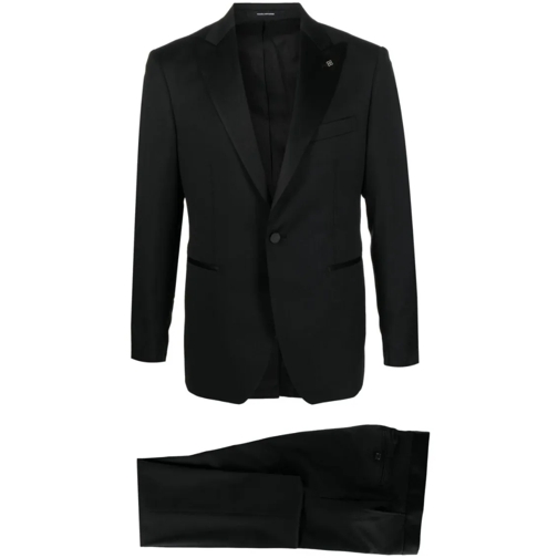 Tagliatore Anzugkombinationen Black Wool Suit Black