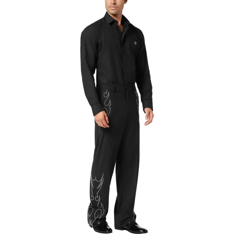 Philipp Plein Hose Wide Leg Trousers Stud-Embellished schwarz(Image 4)