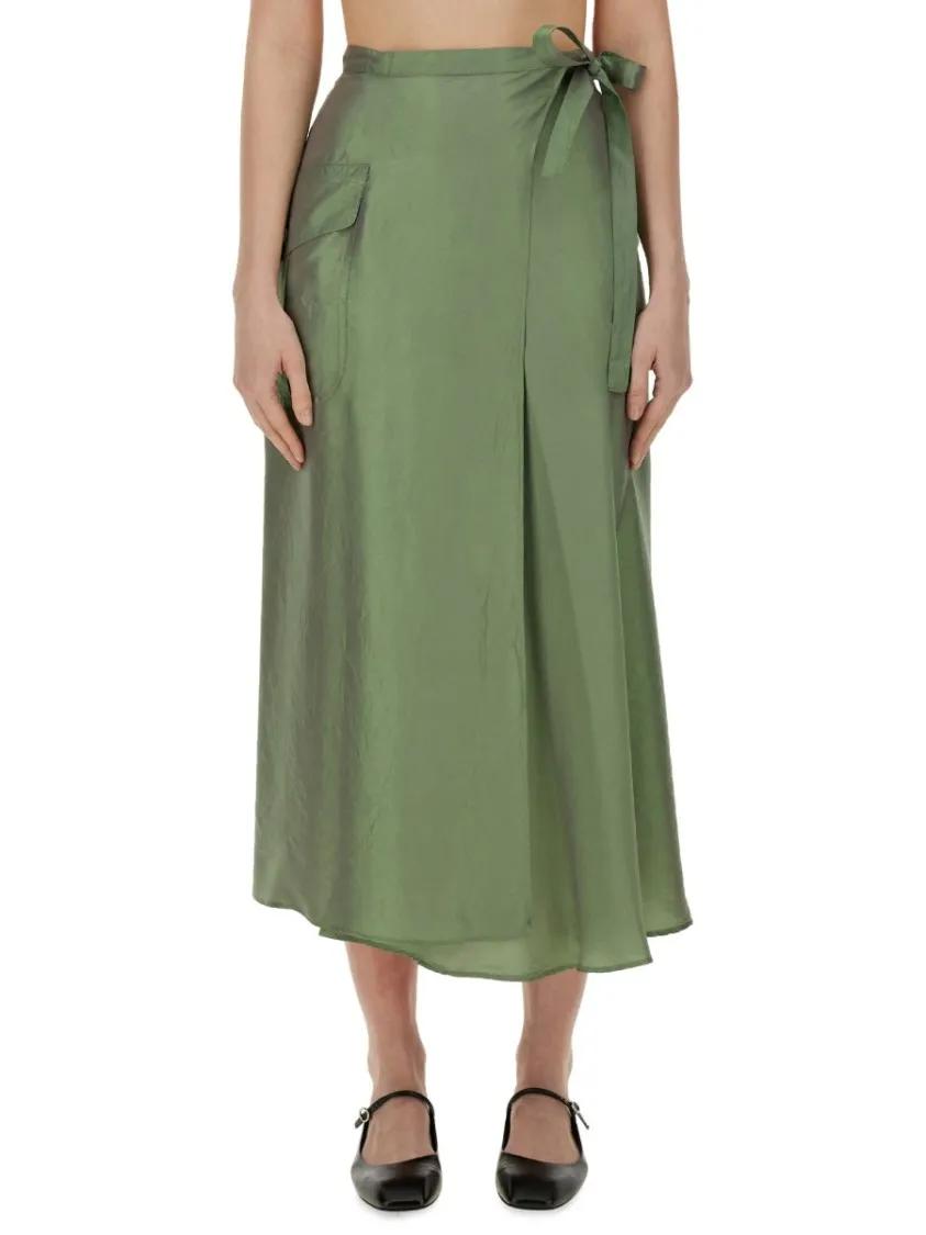Thumbnail - Aspesi - Wrap Design Skirt - Größe 40 - grün