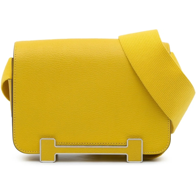 Hermès Schultertasche Chevre Mysore Geta gelb