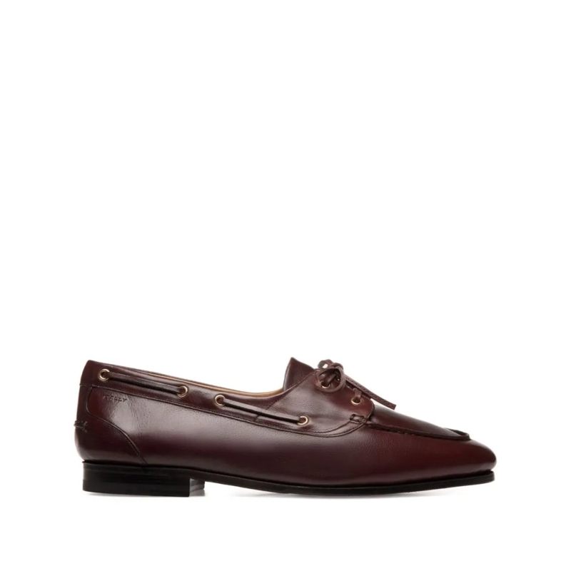 Bally Bootsschoenen Lace-Up Burgundy Leather Flat Shoes Black
