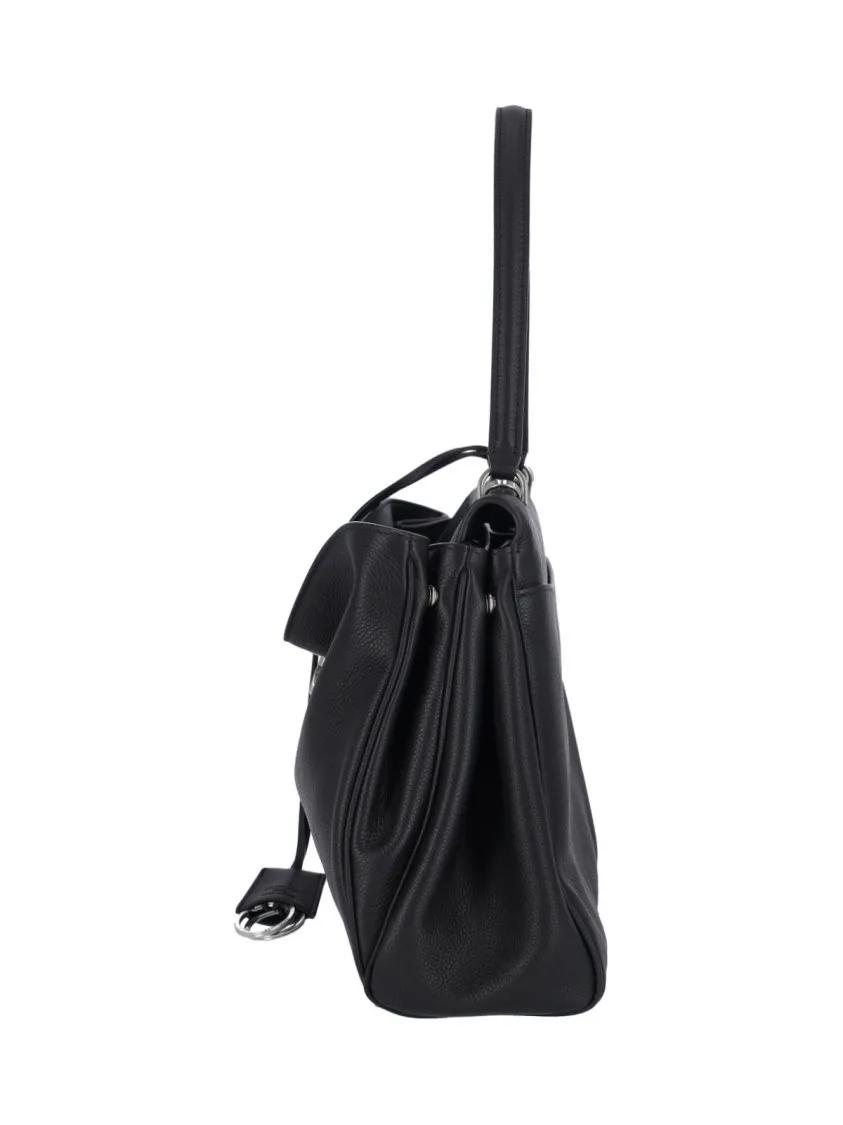 Balenciaga Hobo bags Textured Black Calfskin Shoulder Bag in zwart
