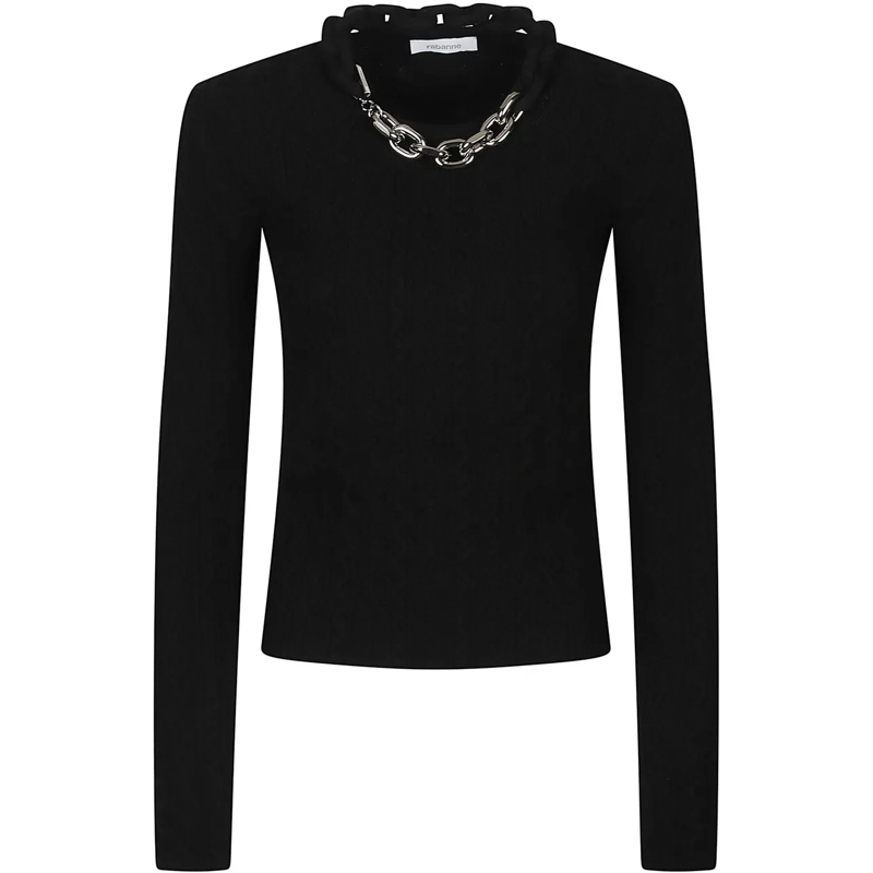 Paco Rabanne  Long Sleeve Round Neck Sweater Black schwarz