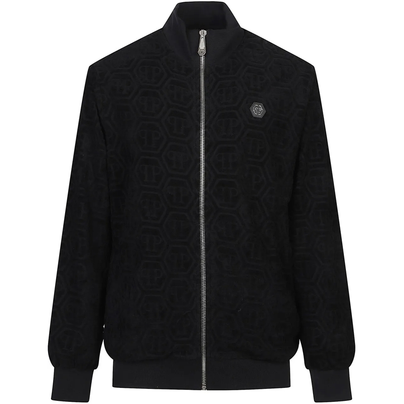 Philipp Plein Daunenjacke Monogram Tracksuit Jacket Black schwarz