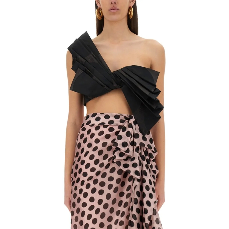 Nina Ricci Top "Twisted Polka Dots" Top Black