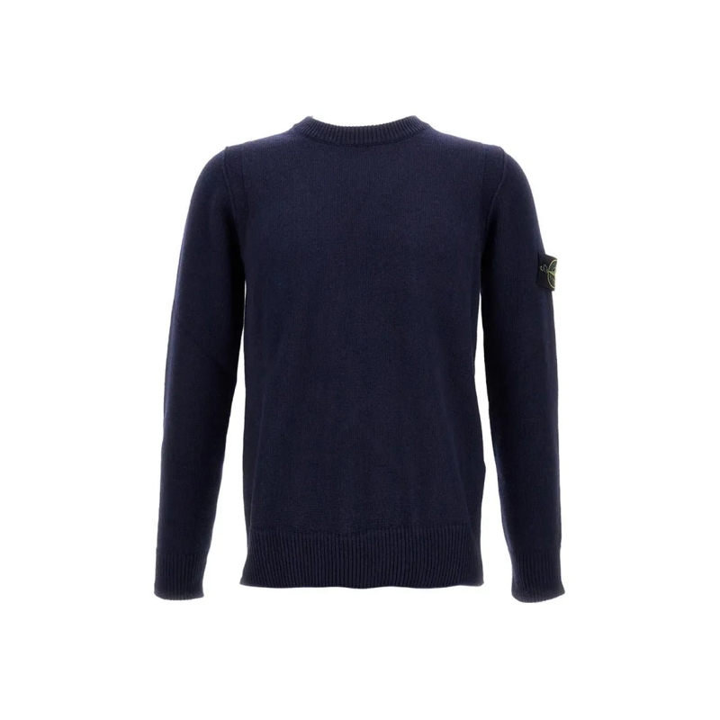 Stone Island Pull Crewneck Knit With Ribbed Details Blue