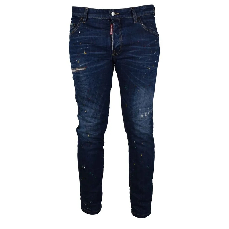 Dsquared2 Jeans Distressed Blue Cotton Skater Jeans Black
