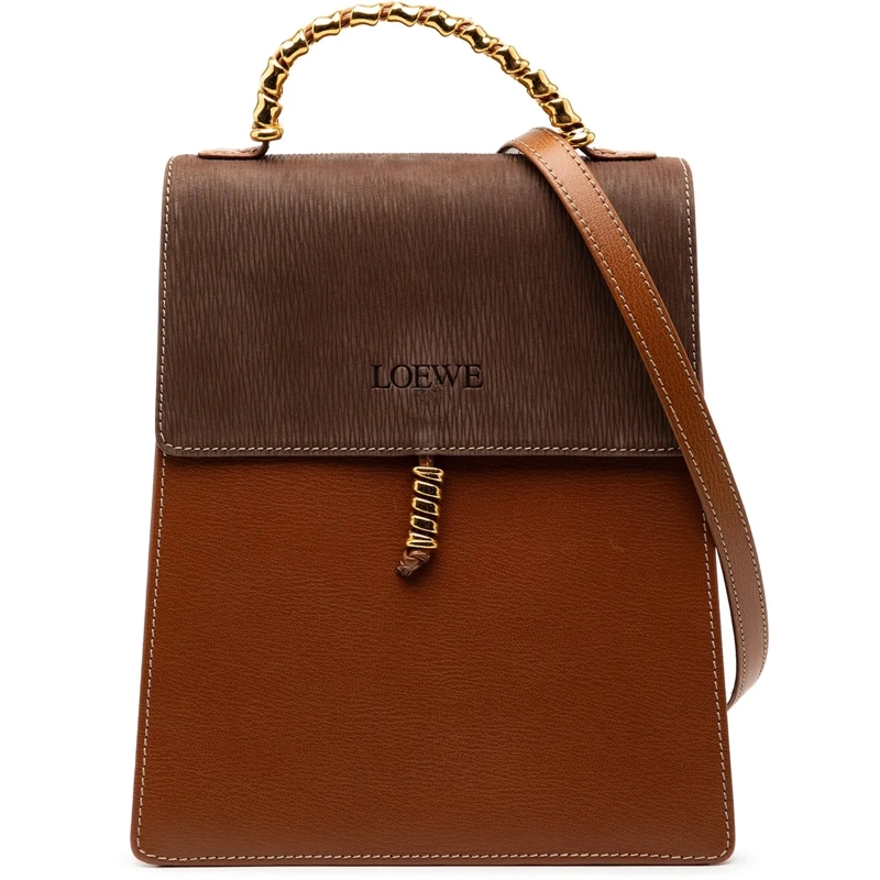 Loewe Schultertasche Leather Velazquez Twist Top Handle Bag braun