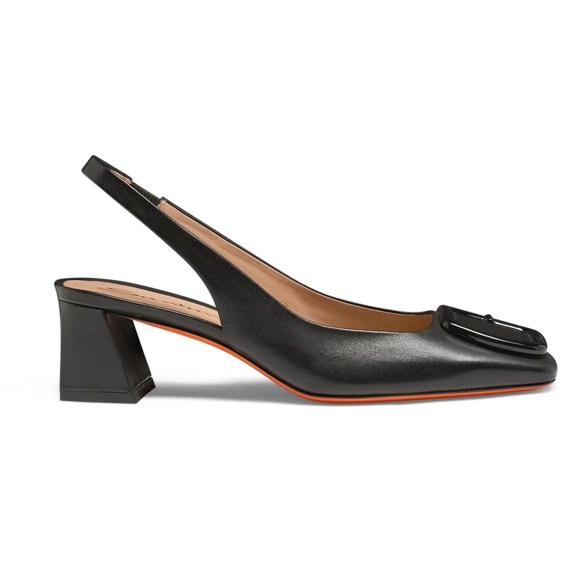 Santoni Pumps Women's leather midheel slingback weiß