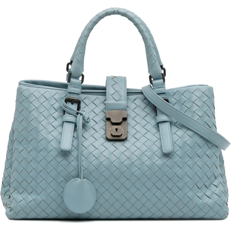 Bottega Veneta Schultertasche Small Nappa Intrecciato Roma Satchel blau