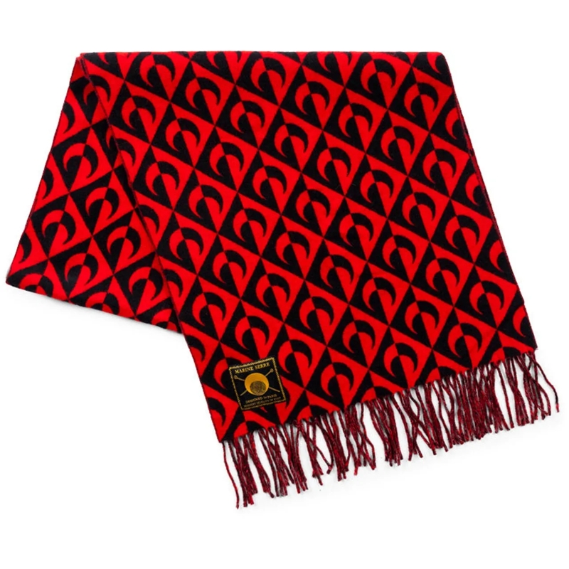 Marine Serre Écharpe en laine SCARF BLACK/RED schwarz