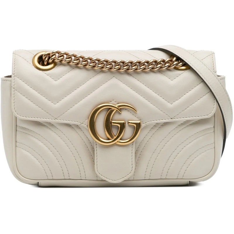 Gucci Schultertasche Small GG Marmont Matelasse Leather Shoulder Bag weiß