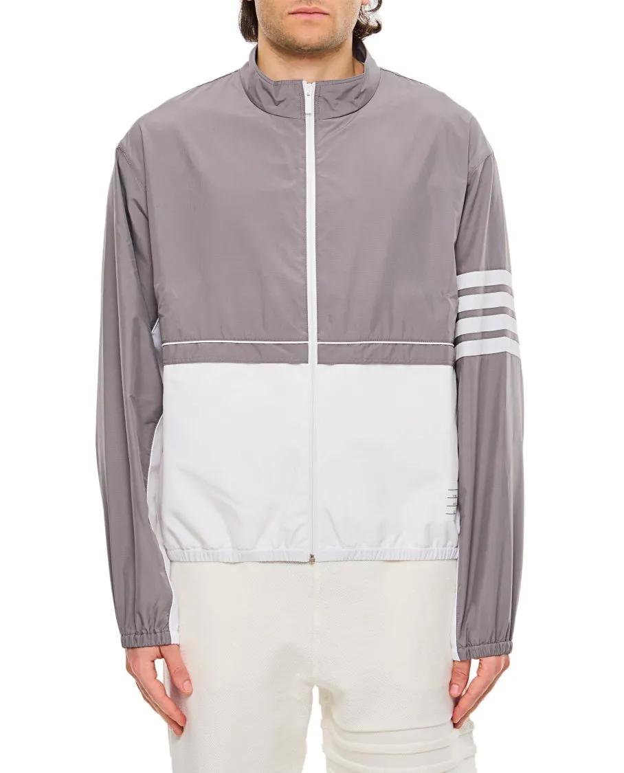 Thumbnail - Thom Browne - High Collar Grey Color Block Jacket - Größe 1 - grau