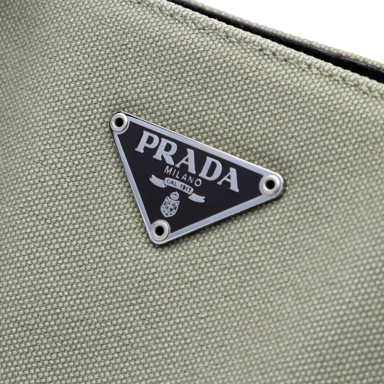 Thumbnail - Prada Shopper - Cinghiale Trimmed Canvas Canapa Tote - Gr. unisize - in Grau - für Damen