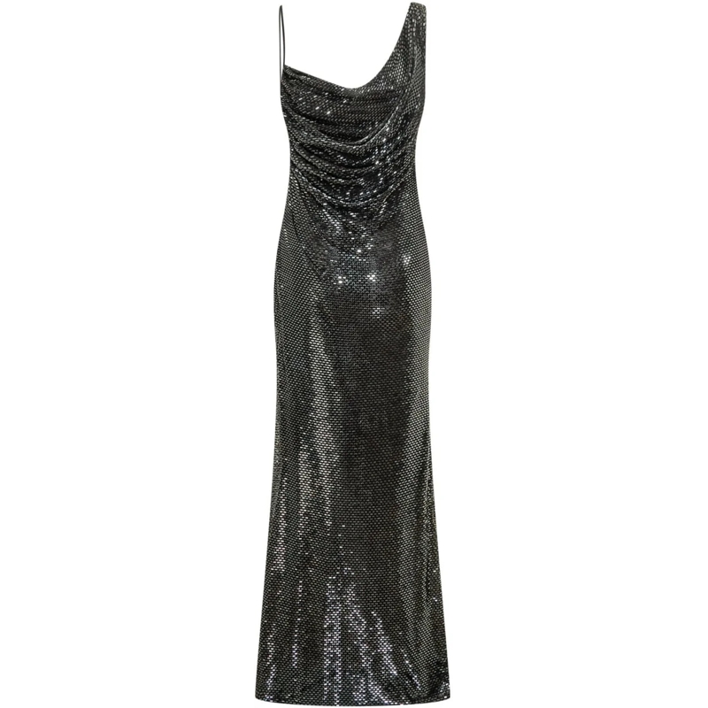 Self Portrait Maxikleid Abito Lungo Drappeggiato con Strass dunkelgrau(Image 2)