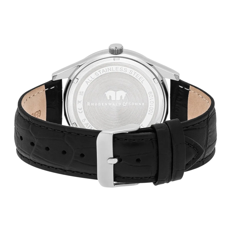 Rhodenwald & Söhne Automatikuhr Herren Armbanduhr Couragian Echtleder silber(Image 5)