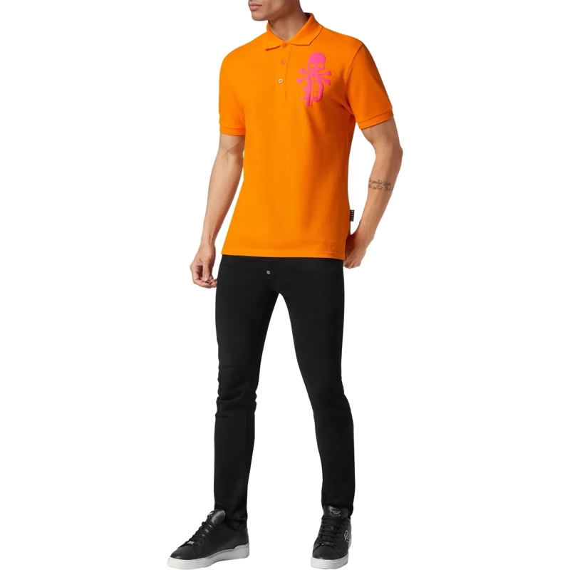 Philipp Plein Top Poloshirt Skull&Bones orange(Image 5)