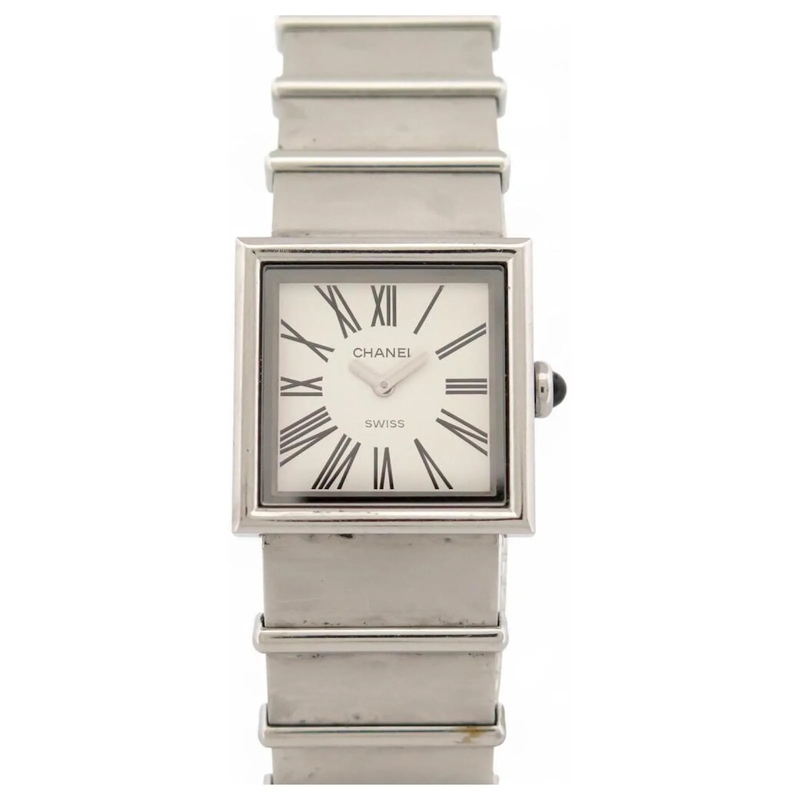 Chanel Automatikuhr VINTAGE CHANEL MADEMOISELLE UHR H0827 23MM AUS EDE silber