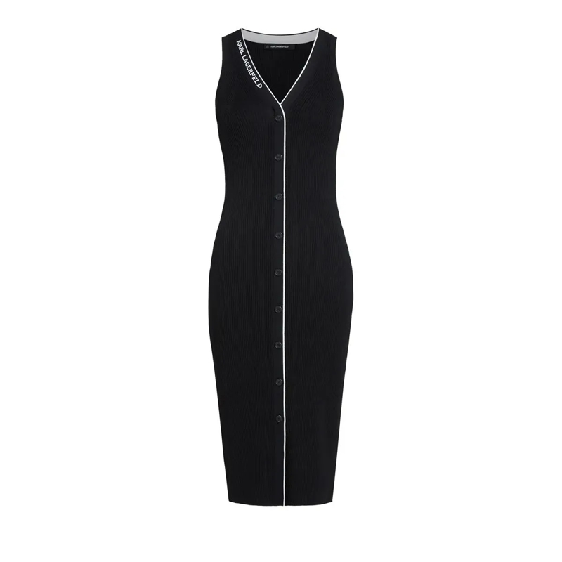 Karl Lagerfeld Kleid Strickkleid mit Logo Kleid schwarz