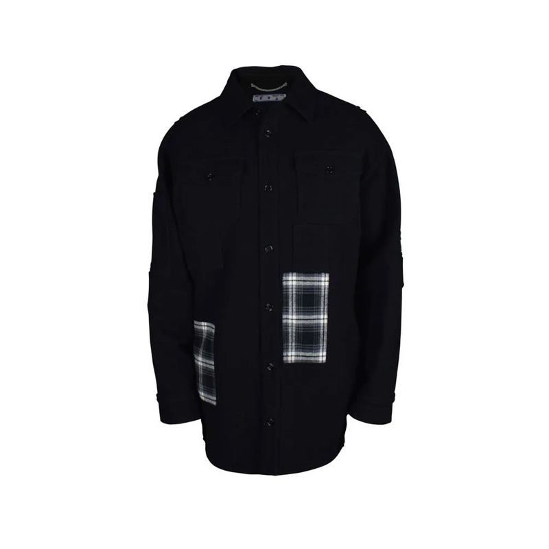 Off-White Parka Contemporary Wool Blend Coat Black