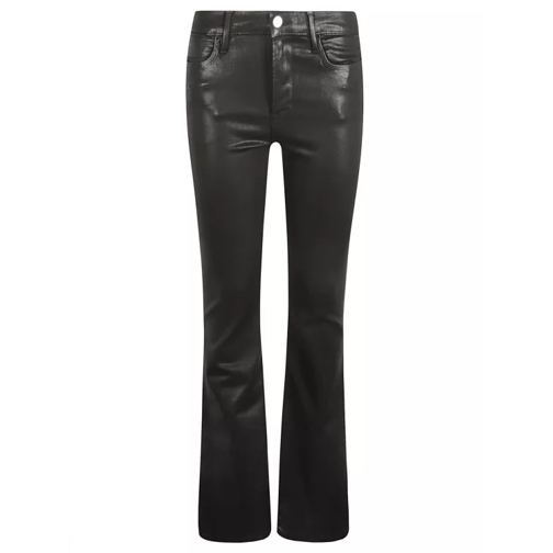 FRAME Le Crop Button-Up Flared Jeans Black 