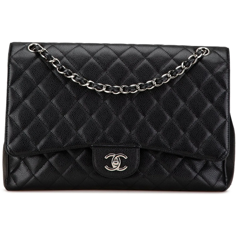 Chanel Sac à bandoulière Maxi Classic Caviar Single Flap schwarz