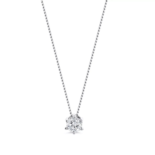 DIAMADA 0.1ct Diamond Solitaire Necklace  14KT White Gold Mellanlångt halsband