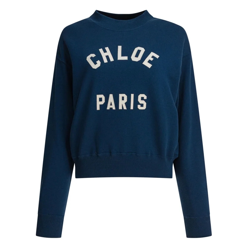 Chloé  Mock Neck Sweatshirt Blue