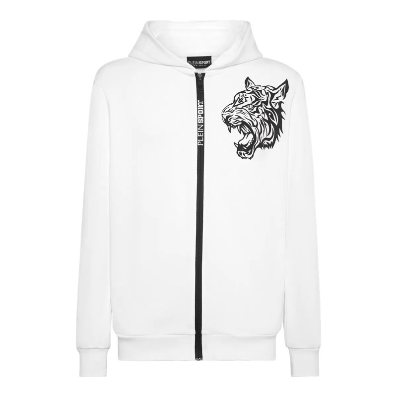 Plein Sport Top Sweatjacke Mit Kapuze weiss
