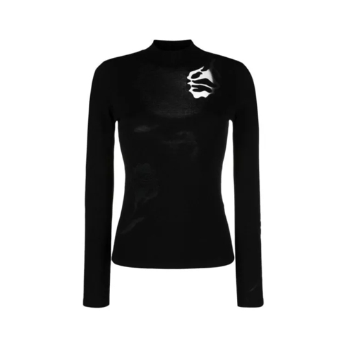 Blugirl Finely Knit Black Tulle Details Sweater Black 