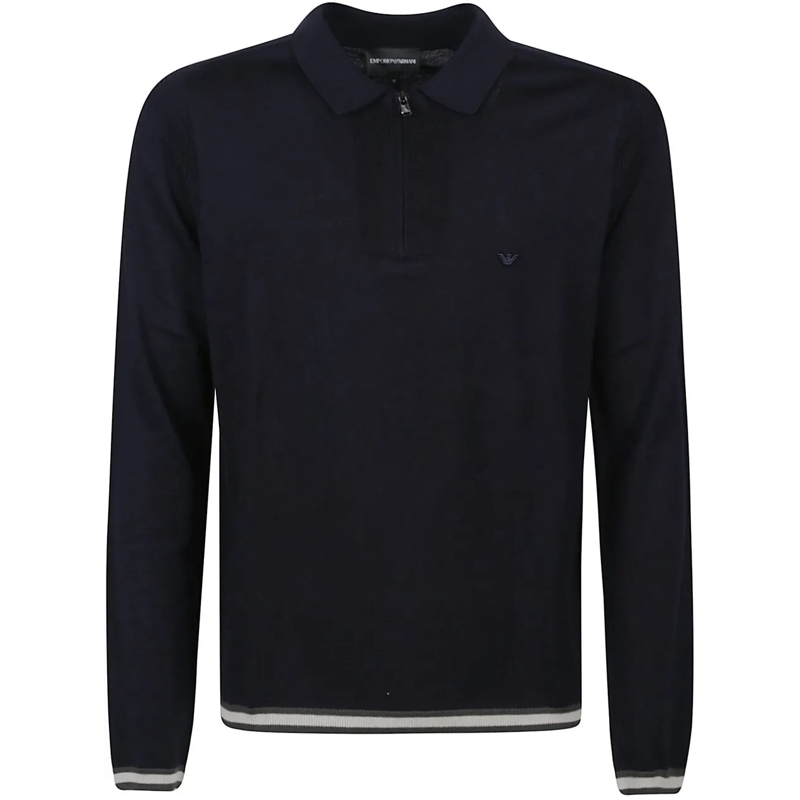 Emporio Armani  Half Zip Polo Neck Sweater Blue blau