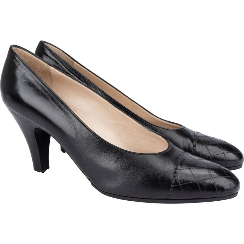 Chanel Pumps Chanel Noir Stitching Leather Heels (36) schwarz